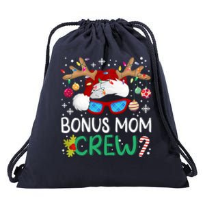 Bonus Mom Crew Santa Hat Xmas Reindeer Christmas Family Meaningful Gift Drawstring Bag