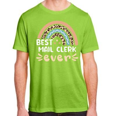 Best Mail Clerk Ever Leopard Rainbow Mom Gift Adult ChromaSoft Performance T-Shirt