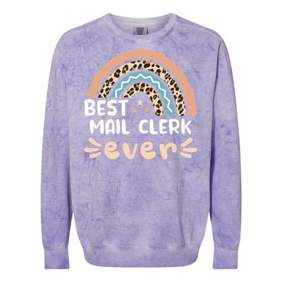 Best Mail Clerk Ever Leopard Rainbow Mom Gift Colorblast Crewneck Sweatshirt