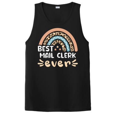 Best Mail Clerk Ever Leopard Rainbow Mom Gift PosiCharge Competitor Tank