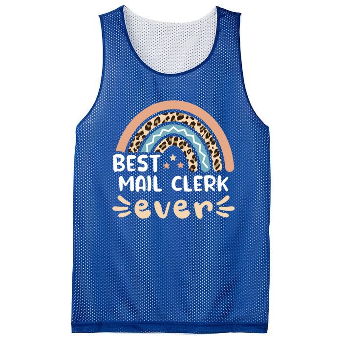 Best Mail Clerk Ever Leopard Rainbow Mom Gift Mesh Reversible Basketball Jersey Tank