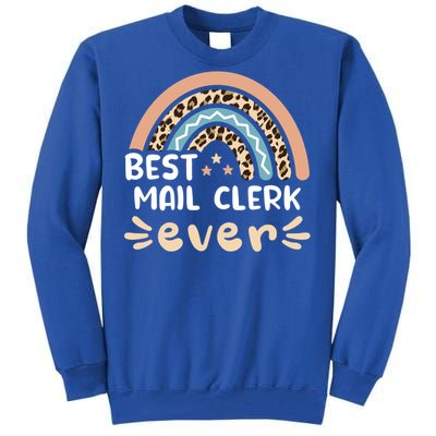 Best Mail Clerk Ever Leopard Rainbow Mom Gift Tall Sweatshirt