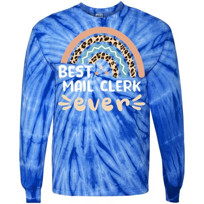 Best Mail Clerk Ever Leopard Rainbow Mom Gift Tie-Dye Long Sleeve Shirt