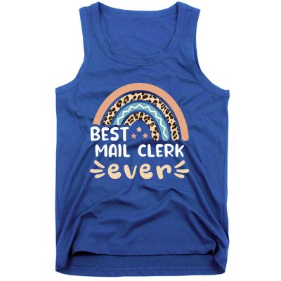 Best Mail Clerk Ever Leopard Rainbow Mom Gift Tank Top