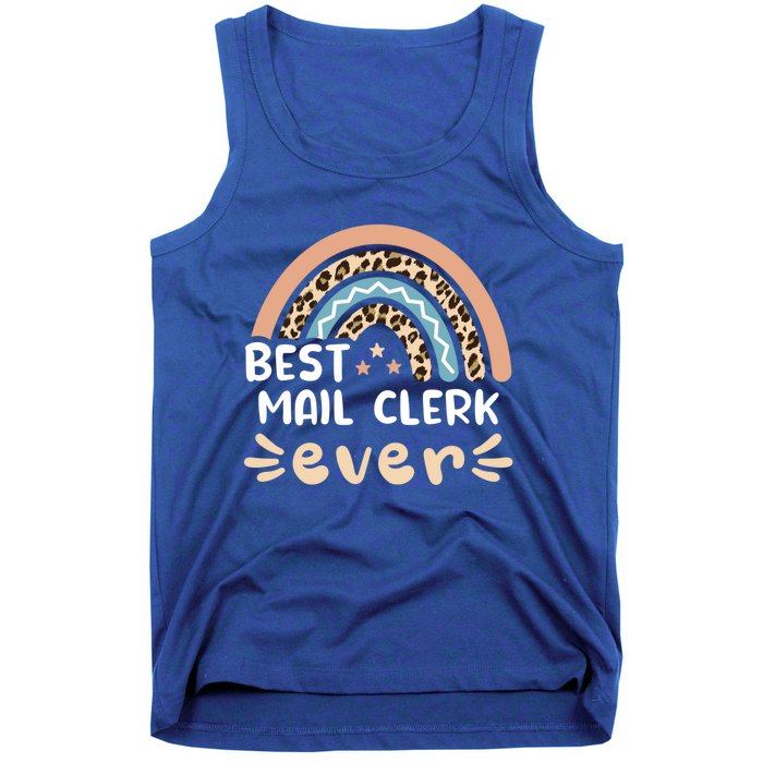 Best Mail Clerk Ever Leopard Rainbow Mom Gift Tank Top