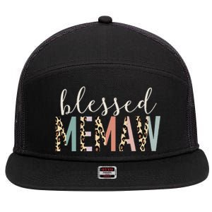 Blessed Memaw Cute Leopard Print 7 Panel Mesh Trucker Snapback Hat