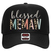 Blessed Memaw Cute Leopard Print High Crown Mesh Back Trucker Hat