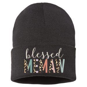 Blessed Memaw Cute Leopard Print Sustainable Knit Beanie