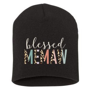 Blessed Memaw Cute Leopard Print Short Acrylic Beanie