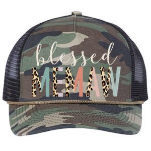 Blessed Memaw Cute Leopard Print Retro Rope Trucker Hat Cap