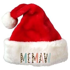 Blessed Memaw Cute Leopard Print Premium Christmas Santa Hat