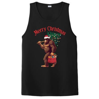 Bigfoot Merry Christmas Tree Lights Sasquatch Xmas Santa Cute Gift PosiCharge Competitor Tank