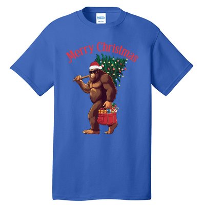 Bigfoot Merry Christmas Tree Lights Sasquatch Xmas Santa Cute Gift Tall T-Shirt