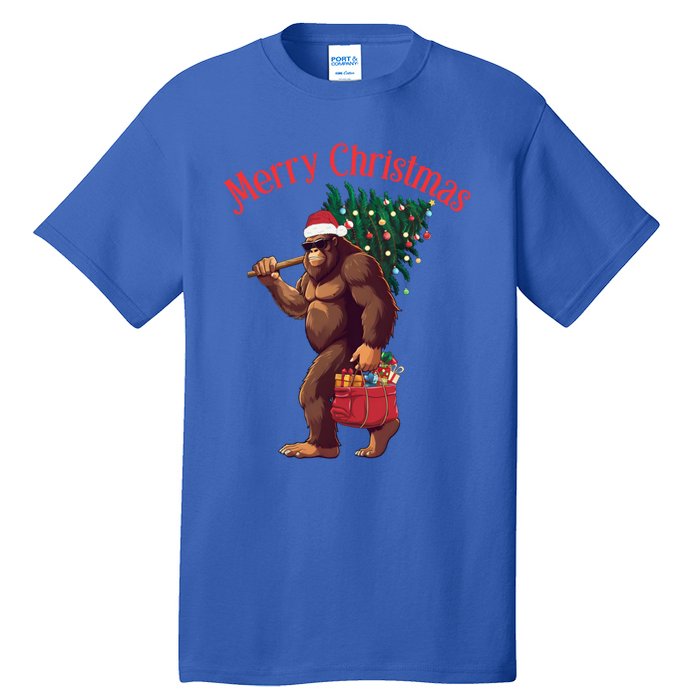 Bigfoot Merry Christmas Tree Lights Sasquatch Xmas Santa Cute Gift Tall T-Shirt