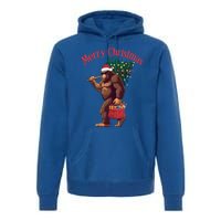 Bigfoot Merry Christmas Tree Lights Sasquatch Xmas Santa Cute Gift Premium Hoodie