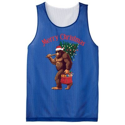 Bigfoot Merry Christmas Tree Lights Sasquatch Xmas Santa Cute Gift Mesh Reversible Basketball Jersey Tank