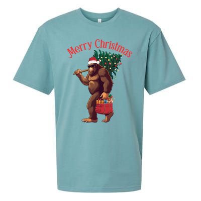 Bigfoot Merry Christmas Tree Lights Sasquatch Xmas Santa Cute Gift Sueded Cloud Jersey T-Shirt