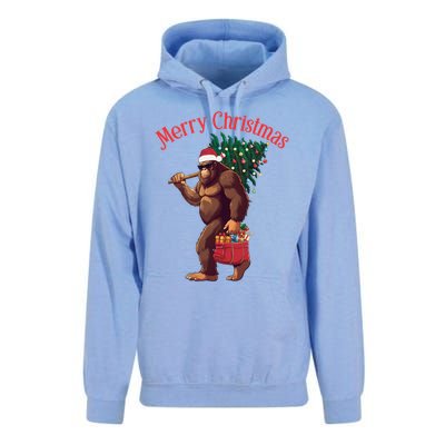 Bigfoot Merry Christmas Tree Lights Sasquatch Xmas Santa Cute Gift Unisex Surf Hoodie