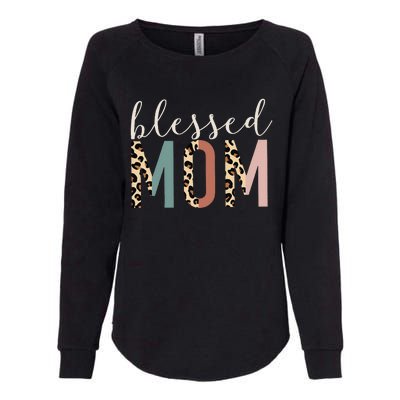 Blessed Mom Cute Leopard Print Womens California Wash Sweatshirt