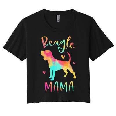 Beagle Mama Colorful Beagle Gifts Dog Mom Women's Crop Top Tee