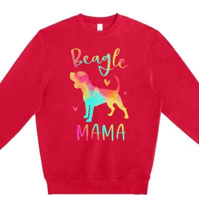 Beagle Mama Colorful Beagle Gifts Dog Mom Premium Crewneck Sweatshirt