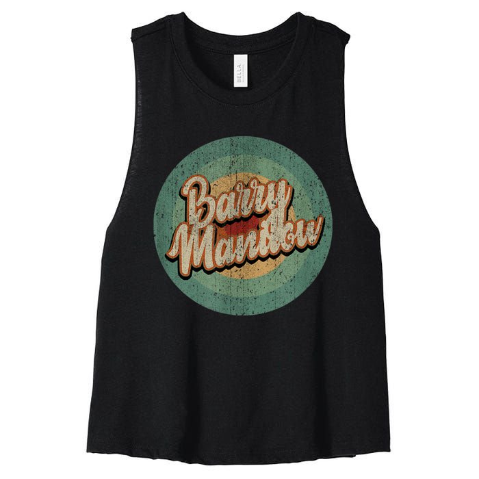 Barry Manilow Circle Retro Vintage Music Women's Racerback Cropped Tank