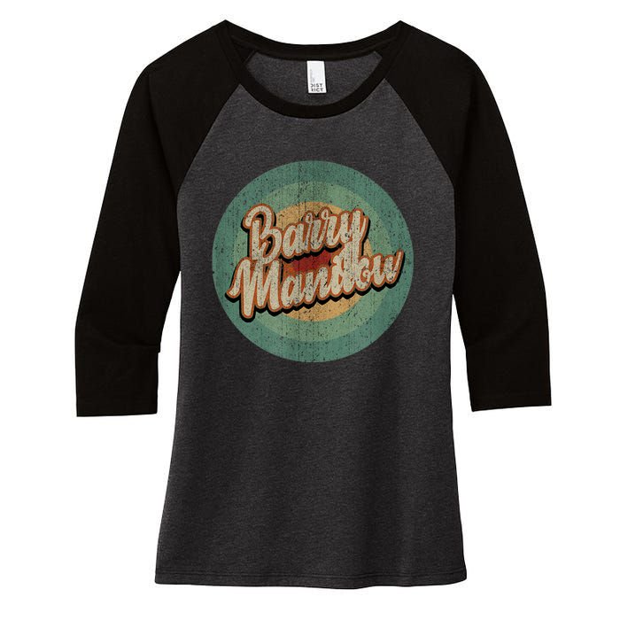 Barry Manilow Circle Retro Vintage Music Women's Tri-Blend 3/4-Sleeve Raglan Shirt