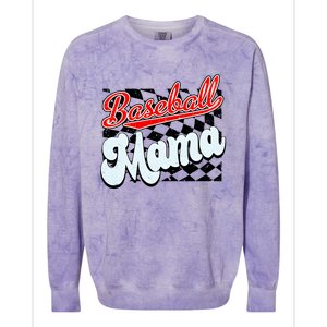 Baseball Mama Checkered Baseball Colorblast Crewneck Sweatshirt