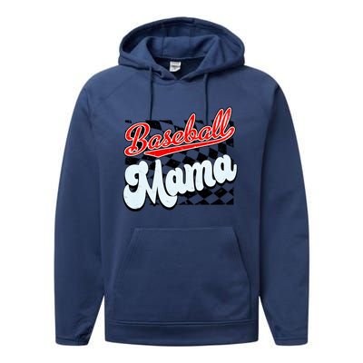 Baseball Mama Checkered Baseball Performance Fleece Hoodie