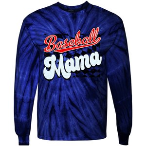 Baseball Mama Checkered Baseball Tie-Dye Long Sleeve Shirt