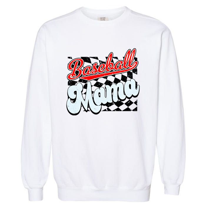 Baseball Mama Checkered Baseball Garment-Dyed Sweatshirt