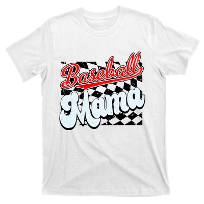 Baseball Mama Checkered Baseball T-Shirt