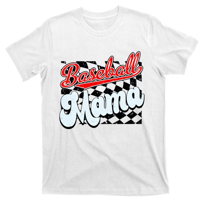 Baseball Mama Checkered Baseball T-Shirt