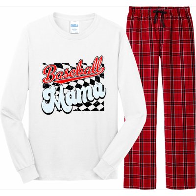 Baseball Mama Checkered Baseball Long Sleeve Pajama Set