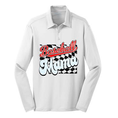 Baseball Mama Checkered Baseball Silk Touch Performance Long Sleeve Polo