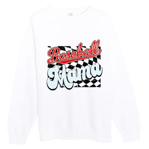 Baseball Mama Checkered Baseball Premium Crewneck Sweatshirt