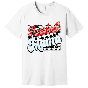 Baseball Mama Checkered Baseball Premium T-Shirt