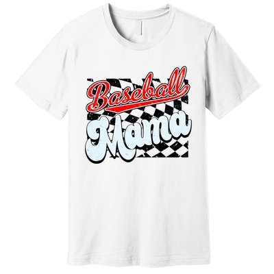 Baseball Mama Checkered Baseball Premium T-Shirt