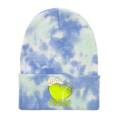 Ball Mom Cheer Tennis Mom Mother's Day Tennis Funny Gift Tie Dye 12in Knit Beanie