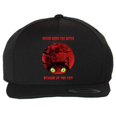 Blood Moon Cat Never Mind The Witch Gift Wool Snapback Cap