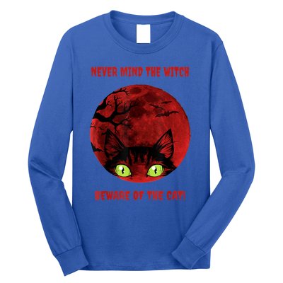 Blood Moon Cat Never Mind The Witch Gift Long Sleeve Shirt