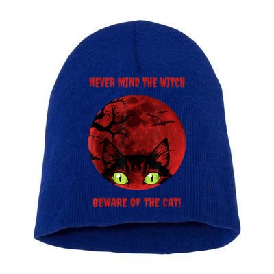 Blood Moon Cat Never Mind The Witch Gift Short Acrylic Beanie