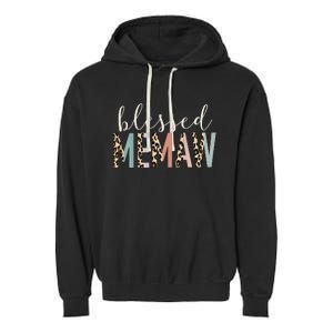 Blessed Memaw Cute Leopard happy mother's day Garment-Dyed Fleece Hoodie