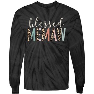 Blessed Memaw Cute Leopard happy mother's day Tie-Dye Long Sleeve Shirt