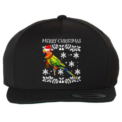 Bird Merry Christmas Ornament Sun Conure Ugly Xmas Wool Snapback Cap