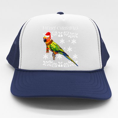 Bird Merry Christmas Ornament Sun Conure Ugly Xmas Trucker Hat