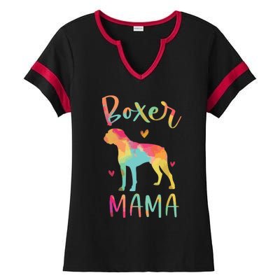 Boxer Mama Colorful Boxer Gifts Dog Mom Ladies Halftime Notch Neck Tee