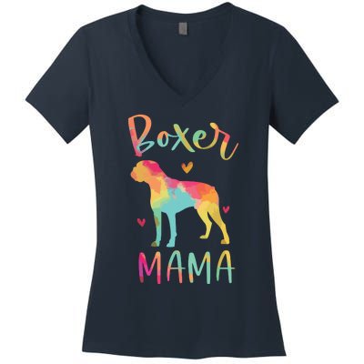 Boxer Mama Colorful Boxer Gifts Dog Mom Women's V-Neck T-Shirt