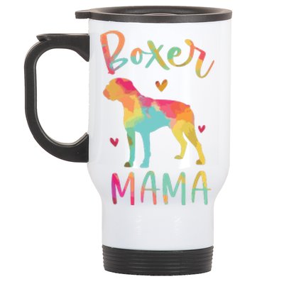 Boxer Mama Colorful Boxer Gifts Dog Mom Stainless Steel Travel Mug