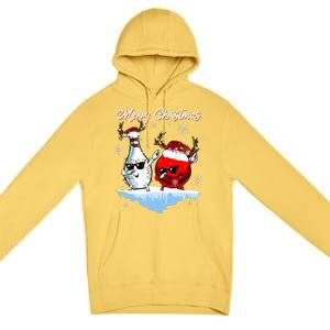 Bowling Merry Christmas Funny Gift For Bowler Premium Pullover Hoodie